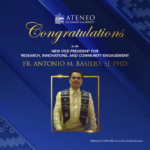 Newly Appointed Vice President for Research, Innovations, and Community Engagement, Fr. Antonio M. Basilio, SJ, PhD