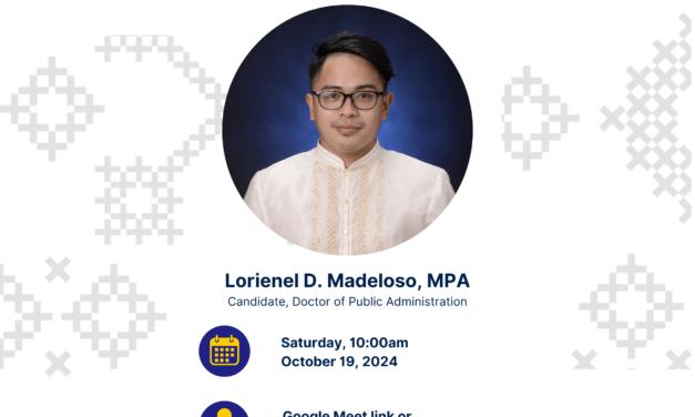 EVENT INVITATION | Public Seminar by Lorienel D. Madeloso, MPA – Candidate, Doctor of Public Administration