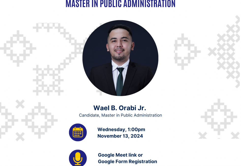 EVENT INVITATION | Public Seminar by Wael B. Orabi Jr. – Candidate, Master in Public Administration