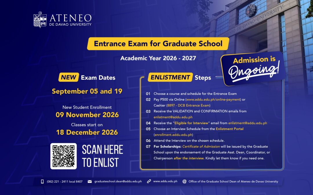 Entrance Exam for Graduate School: SY 2026-2027