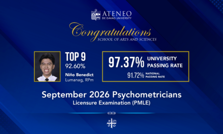 Lumanag Ranks 9th Nationwide, ADDU Posts 97.37% Pass Rate in Sept 2026 PMLE