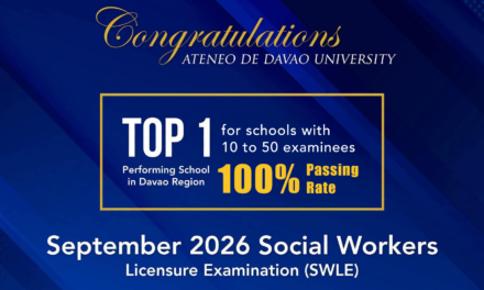 ADDU Ranks No. 1 in Davao Region in Sept 2026 Social Work Licensure Exam